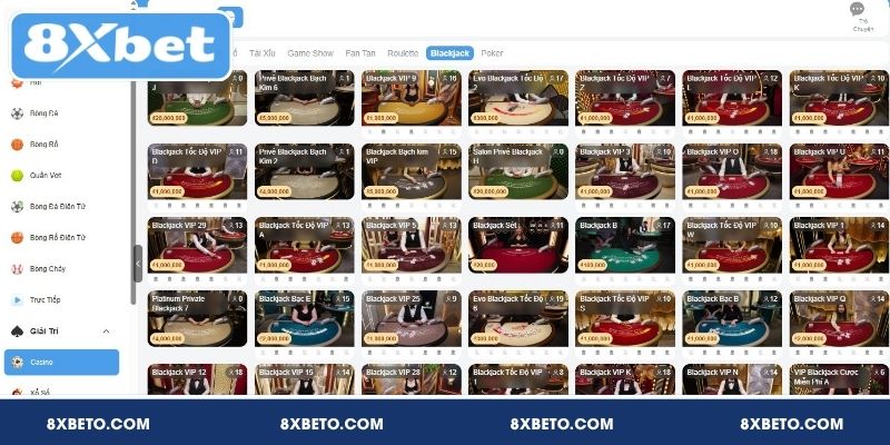 Blackjack - sản phẩm Casino 8XBET đáng thử