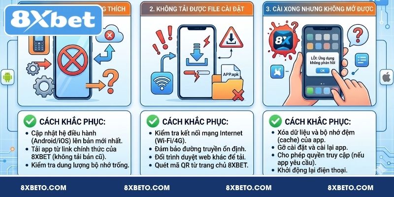 Lỗi và cách khắc phục lỗi cài đặt app 8XBET